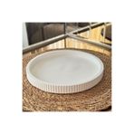 MYELFA Dekoratif Beton Yuvarlak Sunumluk / Tepsi / Takı Tabağı Beyaz