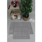 Myevilla Modern Bubble Yıkanabilir Kaymaz Peluş Banyo Paspası Halısı 2'li Klozet Takımı 60x100-50x60cm Gri