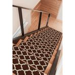 Myfloor Kare Dikdörtgen Dokuma Merdiven Halısı Kendinden Yapışkanlı (Koyu Kahve Bej, 23 x 73 cm, Geometrik)