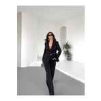 MYGİYİMİSTANBUL Kemer Detay Blazer Ceket Bol Pantalon Takım-Kadın Takım Elbise