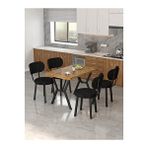 Mygusi Azra 70x110cm Atlantik Mutfak Masası, Mutfak Masası Takımı, Yemek Masası, 4 Siyah Sandalye