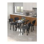 Mygusi Azra 70x110cm Bendir Mutfak Masası, Mutfak Masası Takımı, Yemek Masası, 4 Antrasit Sandalye