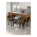 Mygusi Azra 70x110cm Bendir Mutfak Masası, Mutfak Masası Takımı, Yemek Masası, 4 Kahverengi Sandalye