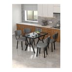 Mygusi Azra 70x110cm Bendir Mutfak Masası, Mutfak Masası Takımı, Yemek Masası, 4 Koyu Gri Sandalye