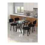 Mygusi Azra 70x110cm Bendir Mutfak Masası, Mutfak Masası Takımı, Yemek Masası, 4 Siyah Sandalye