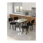Mygusi Azra 70x110cm Efes Mutfak Masası, Mutfak Masası Takımı, Yemek Masası, 4 Siyah Sandalye