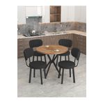 Mygusi Azra 90cm Atlantik Mutfak Masası, Mutfak Masası Takımı, Yemek Masası, 4 Siyah Sandalye