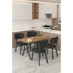 Mygusi Gnr 70x110cm Sabit Atlantik Mutfak Masası Takımı, Yemek Masası, 4 Modern Siyah Sandalye