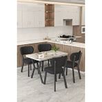 Mygusi Gnr 70X110cm Sabit Efes Mutfak Masası Takımı, Yemek Masası, 4 Modern Siyah Sandalye