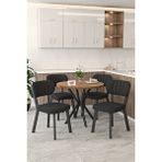 Mygusi Gnr 90Cm Sabit Atlantik Mutfak Masası Takımı, Yemek Masası, 4 Modern Siyah Sandalye