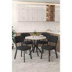 Mygusi Gnr 90cm Sabit Beyaz Mutfak Masası Takımı, Yemek Masası, 4 Modern Siyah Sandalye