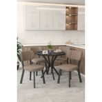 Mygusi Gnr 90CM Sabit Siyah Mutfak Masası Takımı, Yemek Masası, 4 Modern Cappucino Sandalye - Cappuccino