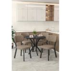 Mygusi Gnr 90Cm Sabit Siyah Mutfak Masası Takımı, Yemek Masası, 4 Modern Cappucino Sandalye