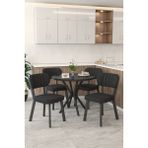 Mygusi Gnr 90Cm Sabit Siyah Mutfak Masası Takımı, Yemek Masası, 4 Modern Siyah Sandalye
