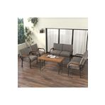 Mygusi Hayal Balkon Bahçe Cafe - Metal Kanepe Koltuk Takımı - 2 2 1 1 - 70X110 Cm Masalı - Cappucino
