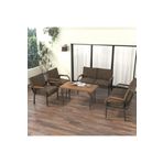 Mygusi Hayal Balkon Bahçe Cafe - Metal Kanepe Koltuk Takımı - 2 2 1 1 - 70X110 Cm Masalı - Kahverengi