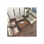 Mygusi Hayal Balkon Bahçe Cafe - Metal Kanepe Koltuk Takımı - 2 2 1 1 - 70X110 Cm Masalı - Krem