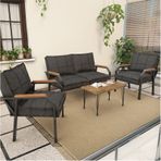 Mygusi Hayal Balkon, Bahçe, Cafe - Metal Kanepe Koltuk Takımı - 2+1+1 Sehaplı Antrasit