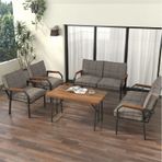 Mygusi Hayal Balkon Bahçe Cafe - Metal Kanepe Koltuk Takımı - 2+2+1+1+masali Cappucino