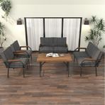 Mygusi Hayal Balkon Bahçe Cafe - Metal Kanepe Koltuk Takımı - 2+2+1+1+masali Koyugri Koyu Gri