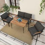 Mygusi Hayal Balkon, Bahçe, Cafe, Teras - Metal Kanepe Koltuk Takımı - 2+1+1 Masali Antrasit
