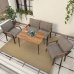 Mygusi Hayal Balkon, Bahçe, Cafe, Teras - Metal Kanepe Koltuk Takımı - 2+1+1 Masali Cappucino