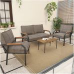 Mygusi Hayal Serisi Balkon, Bahçe, Cafe - Metal Kanepe Koltuk Takımı - 2+1+1 Sehpalı - Cappucino - Cappuccino