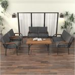 Mygusi Hayal Serisi Modern Balkon, Bahçe, Cafe - Metal Kanepe Koltuk Takımı 2+2+1+1 -70 x 110 Masalı - Koyu Gri