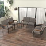 Mygusi Hayal Serisi Modern Balkon, Bahçe, Cafe - Metal Kanepe Koltuk Takımı 2+2+1+1 - Cappucino - Cappuccino