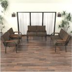Mygusi Hayal Serisi Modern Balkon, Bahçe, Cafe - Metal Kanepe Koltuk Takımı 2+2+1+1 - Kahverengi