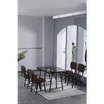 Mygusi Hayat 70 X 110 Cm Sabit Bendir Mutfak Masası, Mutfak Masası Takımı, Yemek Masası, 4 Kahverengi Sandalye