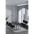 Mygusi Hayat 70 X 110 Cm Sabit Bendir Mutfak Masası, Mutfak Masası Takımı, Yemek Masası, 4 Siyah Sandalye