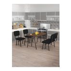Mygusi Hayat 70x110 Amalfi Mutfak Masası, Mutfak Masası Takımı, Yemek Masası, 2 Sandalye 1 Bench - Siyah