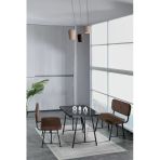 Mygusi Hayat 70X110 Bendir Mutfak Masası, Mutfak Masası Takımı, Yemek Masası, 2 Benchli - Kahverengi