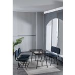 Mygusi Hayat 70x110 Bendir Mutfak Masası, Mutfak Masası Takımı, Yemek Masası, 2 Sandalye 1 Bench - Lacivert