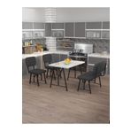 Mygusi Hayat 70x110 Beyaz Mutfak Masası, Mutfak Masası Takımı, Yemek Masası, 2 Sandalye 1 Bench - Antrasit