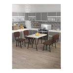 Mygusi Hayat 70x110 Efes Mutfak Masası, Mutfak Masası Takımı, Yemek Masası, 2 Sandalye 1 Bench - Kahverengi