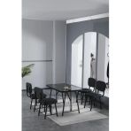 Mygusi Hayat 70x110cm Sabit Bendir Mutfak Masası, Mutfak Masası Takımı, Yemek Masası, 4 Antrasit Sandalye