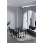 Mygusi Hayat 70X110cm Sabit Bendir Mutfak Masası, Mutfak Masası Takımı, Yemek Masası, 4 Lacivert Sandalye