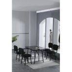 Mygusi Hayat 70x110cm Sabit Bendir Mutfak Masası, Mutfak Masası Takımı, Yemek Masası, 4 Siyah Sandalye