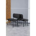 Mygusi Hayat Serisi 2 Adet Siyah Mutfak Bench Puf Modern Tasarım Metal Ayaklı Silinebilir Keten