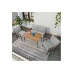 Mygusi Modern Balkon, Bahçe, Cafe - Metal Kanepe Koltuk Takımı - 2 1 1 60x90cm Masalı - Açık Gri