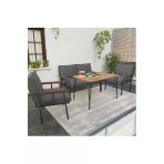 Mygusi Modern Balkon, Bahçe, Cafe - Metal Kanepe Koltuk Takımı - 2 1 1 60x90cm Masalı - Koyu Gri