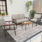 Mygusi Modern Balkon, Bahçe, Cafe - Metal Kanepe Koltuk Takımı - 2 1 1 Sehbalı Krem