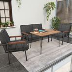 Mygusi Modern Balkon, Bahçe, Cafe - Metal Kanepe Koltuk Takımı - 2+1+1 Masa Antrasit