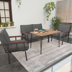 Mygusi Modern Balkon, Bahçe, Cafe - Metal Kanepe Koltuk Takımı - 2+1+1 Masa Koyugri Koyu Gri