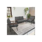 Mygusi Modern Balkon, Bahçe, Cafe, Metal Kanepe Koltuk Takımı , Bahçe Mobilyası, 211 - Koyu Gri