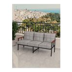 Mygusi Modern Balkon, Bahçe, Cafe, Metal Koltuk, Kanepe Üçlü - Açık Gri