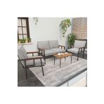 Mygusi " Modern'' Serisi Balkon, Bahçe, Cafe - Metal Kanepe Koltuk Takımı - 2 1 1 Sehpa Hediyeli - Açık Gri