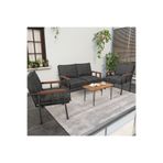Mygusi " Modern'' Serisi Balkon, Bahçe, Cafe - Metal Kanepe Koltuk Takımı - 2 1 1 Sehpa Hediyeli - Antrasit